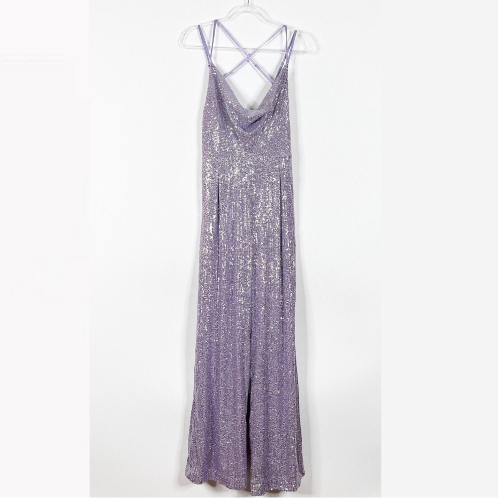 RANNA GILL Anthropologie Lavender Sequin Jumpsuit